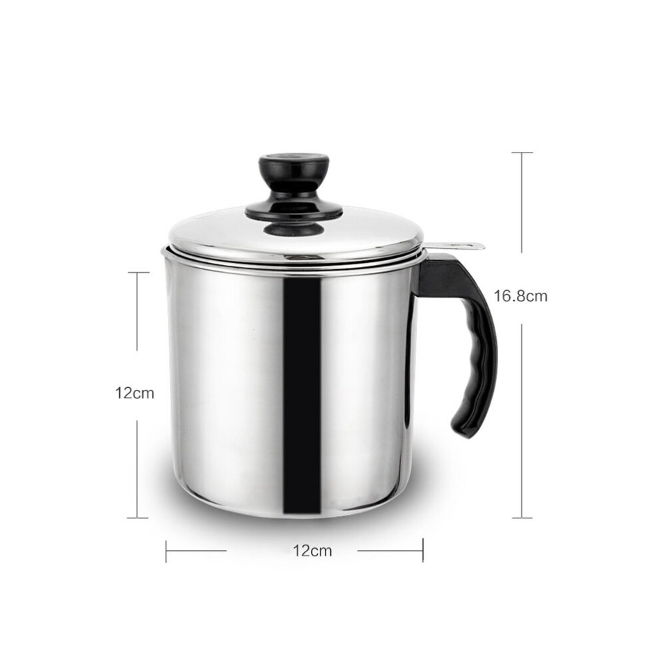 1 pc Stainless Steel Grease pot cooking Oil Pot 1.2L Oilcan Colander ...