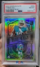 2022 Donruss Elite Tyreek Hill 10/10 Jersey# Elite Deck Blue PSA 8 Refractor