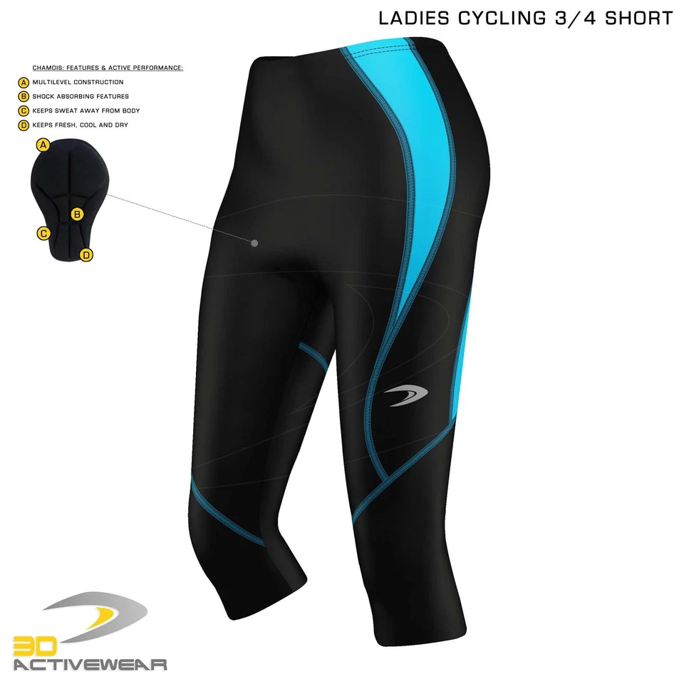 Ladies Tourer 3/4 Bike Shorts Cycling Tights Pants Bicycle Padded Legging - image 3 of 4