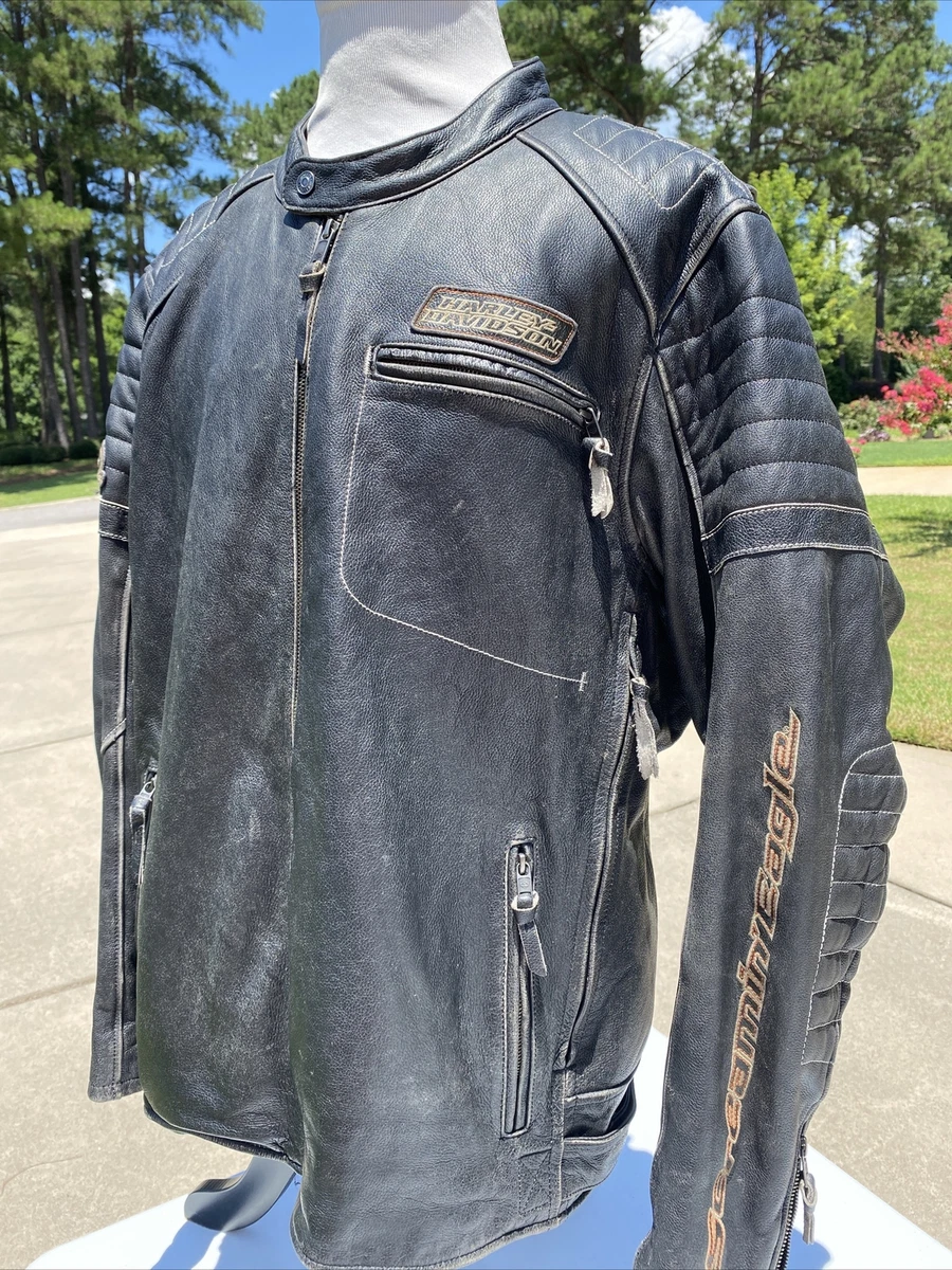 Harley Davidson Men SCREAMIN’ EAGLE Leather Jacket 3XL 98028-18VM Racing Black
