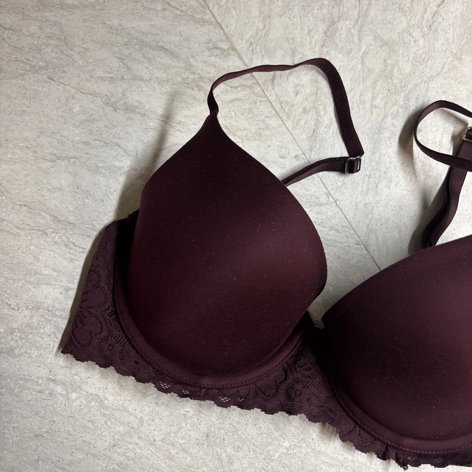 Aerie Sunnie Push Up Bra Size 32D Maroon Underwire Padded Euc - Image 2 of 4