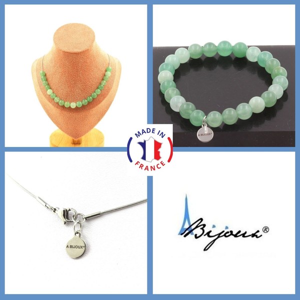 ParüRe Schmuck Armband Halskette 20 Perlen Aventurine 8 Mm. Kette In GrößE Pers-image