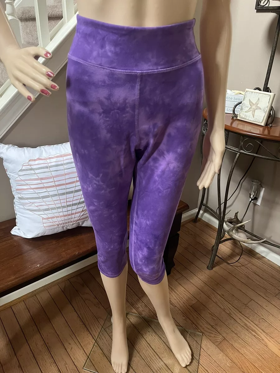 Earth Yoga Pants Boho Capri Leggings Tie Dye Purple Cotton Rayon Bamboo XXL