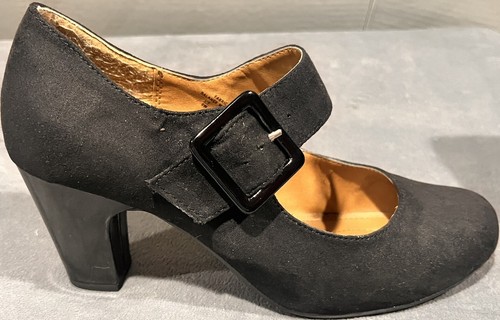 Jaclyn Smith Black Gothic Mary Jane Buckle Pumps Womans High Heels Shoes 8W - Picture 4 of 24