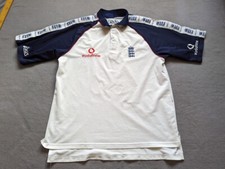 1998 1999 asics England cricket jersey vodafone mens size xl white polo shirt