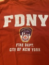 True Vintage FDNY New York Fire Department Shirt Logo Classic Red Rescue Medium
