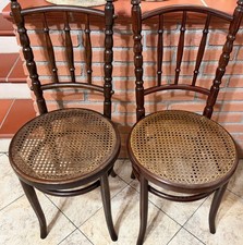 4 Sedie FISCHEL Austria Stile Thonet Legno Curvato Primi '900 Paglia Vienna
