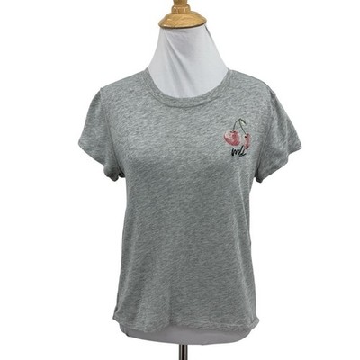 We The Free People Shirt Womens XS Extra Small Gray Wild Cherry Short Sleeve Tee