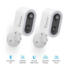 2PCS Wireless Battery Camera 3MP Outdoor WiFi Security Camera System Smart Home