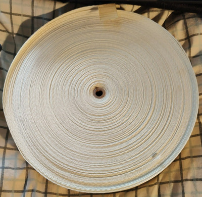 New Old Stock Lightweight Nylon 2'' Webbing 1.2MM Thick White  Roll 150 Ft