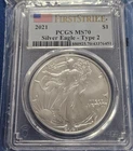 A 2021  SILVER EAGLE - Type 2 - PCGS MS70 FIRST STRIKE FLAG