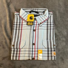 Carhartt Loose Fit Midweight Plaid Short Sleeve Shirt Button Up Mens Large Tall