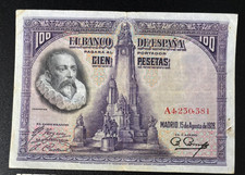 Spain lot of 8 Banknotes Spanning 1928 to 1953. From 1 to 100 Pesetas per Photos