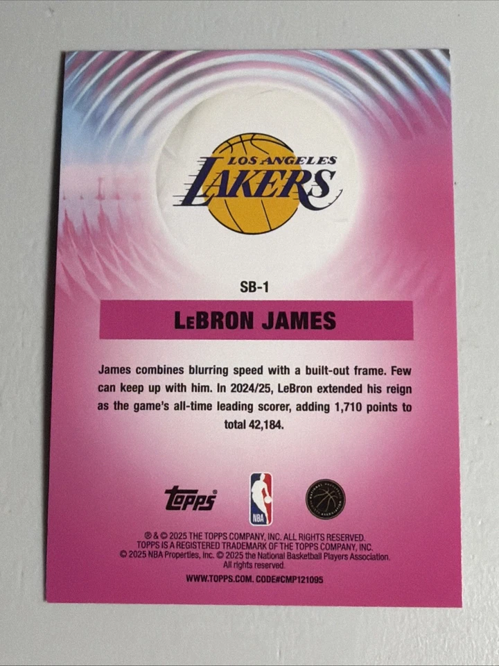 2025-26 Topps #SB-1 LeBron James Sonic Boom Refractor  Los Angeles Lakers SP - Image 4 of 4