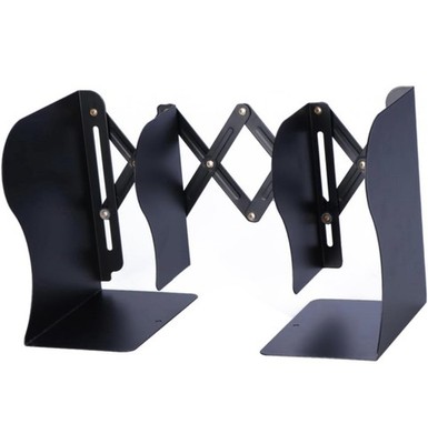 Adjustable Book Ends for Heavy Books Metal Expandable Accordion Style Black