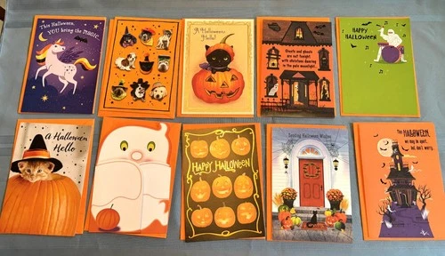 Lot of 10 Brand New Hallmark Expressions Halloween Greeting Cards w Envelopes