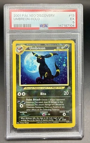 2001 Pokemon Umbreon P.M. Neo Discovery 13/75 Holo PSA 5