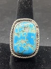 VTG HandmadeNative American Navajo Sterling Silver Turquoise Ring Sz 8.5 (J)