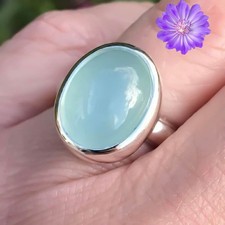 Blue Chalcedony Gemstone 925 Sterling Silver Handmade Jewelry Ring Gift For