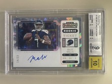 Malik Willis 2022 Contenders Cracked Ice /22 Rookie Ticket Auto BGS 9/10
