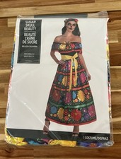 Halloween Costume Sugar Skull Beauty Adult Costume Size SMALL 2-4 New.