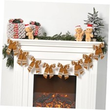 6ft Gingerbread Man Bow Garland Banner for Xmas Tree, Home Office Decor New