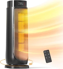 Space Heaters for Indoor Use, 1500W, with Thermostat, 24H Timer, 90° Oscillating