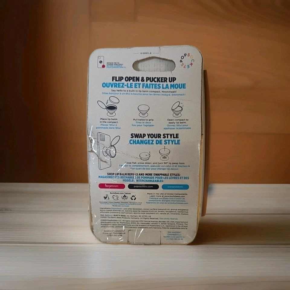 POPSOCKETS BURTS BEES POPGRIP LIPS PINK PEONY DISCONTINUED RARE - Image 3 of 4