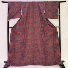 Japanese Kimono Komon Vintage Komon awase Polyester Free Shipping L size 6467