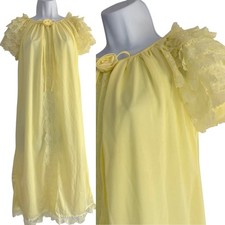 Vintage Yellow Lace Babydoll Short Nightgown Size Petite 1960's