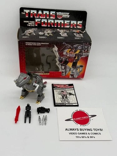 1985 Grimlock Complete With Box G1 Transformers Dinobot Figure