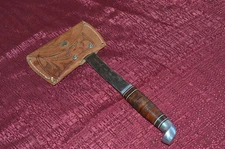 vintage Kinfolks hatchet 965 USA with leather shealth cover in great shape