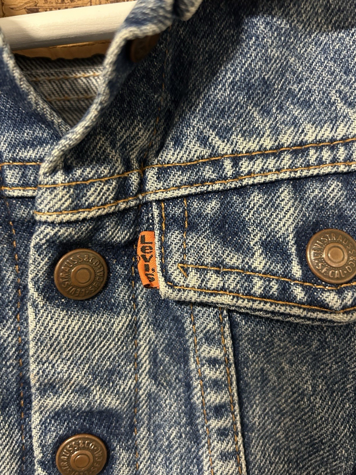 Vintage Little Levis Orange Tab Made in USA Baby Toddler Denim Jacket 2T thumbnail 3