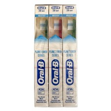 Vintage Oral B 20 Soft Child Toothbrush Indicator Bristles Planet Earth Lot of 6
