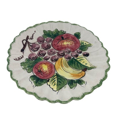 VTG Nove Nova Fruit Italy Art Pottery Hand Painted Chop Plate Platter 12  Mint