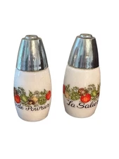 Vintage Gemco Salt and Pepper Shakers Spice of Life Corning Ware Milk Glass 