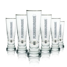 6x Flensburger Bier Glas Tulpe 0,2l Sahm Goldrand Pokal Gläser Pils Flöte Export