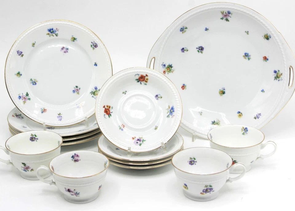 TEESERVICE 13tlg SERVICE 4 Gedecke Blumendekor Goldrand Edelstein Bavaria AGATHE - Bild 2 von 4