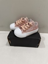 New Rose Gold Glitter Converse Shoes Sneakers Toddler Baby Girl Size 4