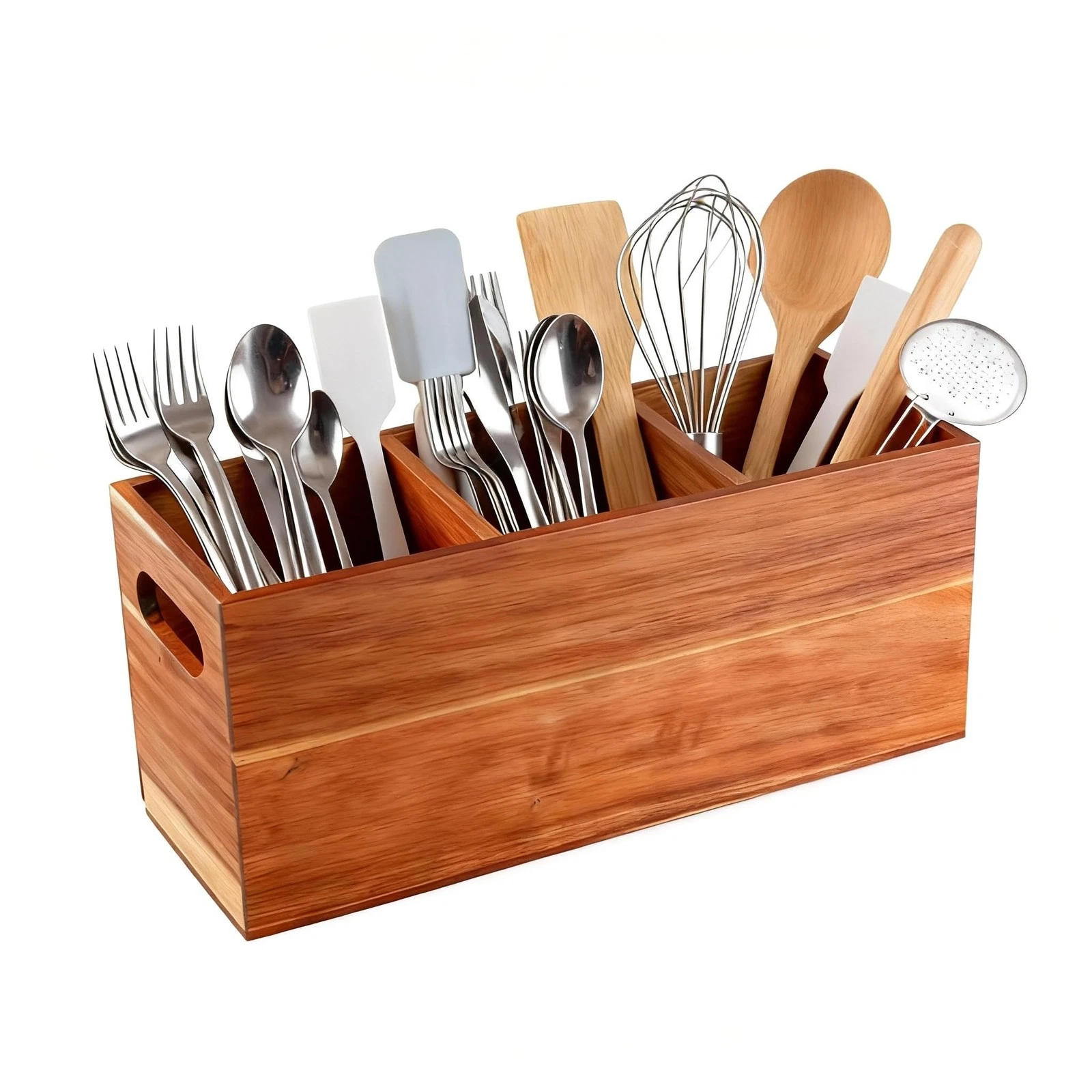 Wooden Utensil Holder for Kitchen Counter, 12'' Extra Large Acacia Kitchen Ut...