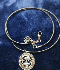 Silver Zodiac Sign Pisces Charm Rope Cord Necklace Magic Astrology Jewelry 1"