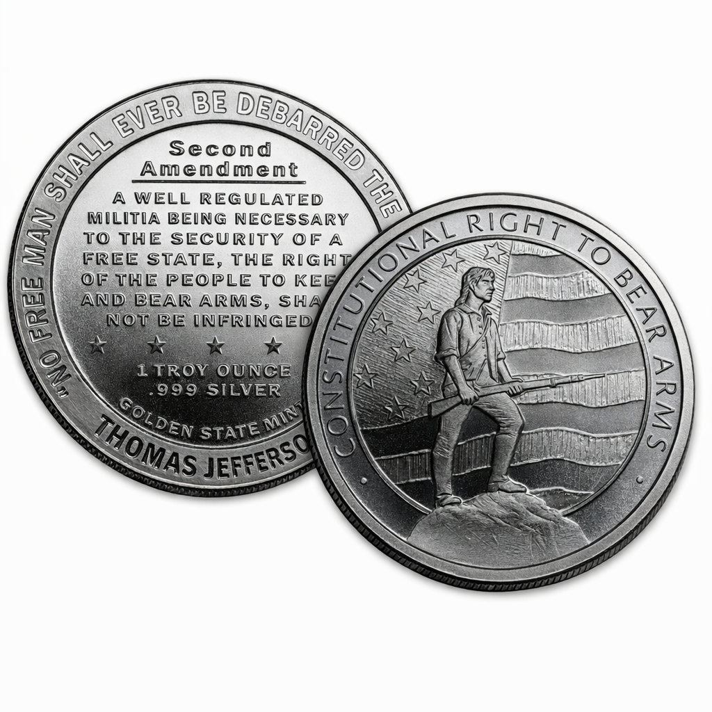 1 Oz Silver 2nd Amendment Round - Right to Bear Arms .999 Fine in ...