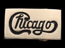 RH15171 VINTAGE 1970s  CHICAGO  BAND MUSIC SOLID BRASS BARON BELT BUCKLE