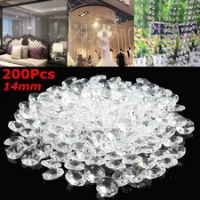 200PCS Clear Crystal Glass Chandelier Part Prisms Octagonal Beads Decor 14MM