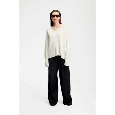 Gestuz ALPHAGZ Wool Alpaca V Neck Cream PULLOVER SWEATER Size Small