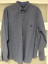 Chaps Blue Plaid Long Sleeve Button Down Dress Shirt Men's XXL