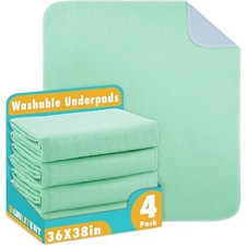  4pack 36" x 38" Washable Heavy Absorbency Underpads for Kids, Adults FAST SHIP