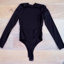 Black Open Back Long Sleeve Bodysuit XS NWOT   