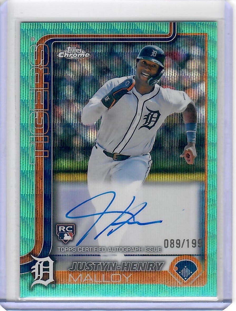 2025 Topps Chrome Aqua Wave Refractor Rookie Autographs Justyn-Henry Malloy /199