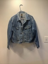 Vintage Lee Riders Denim Trucker Jacket Mens 44R Blue Distressed Made In USA